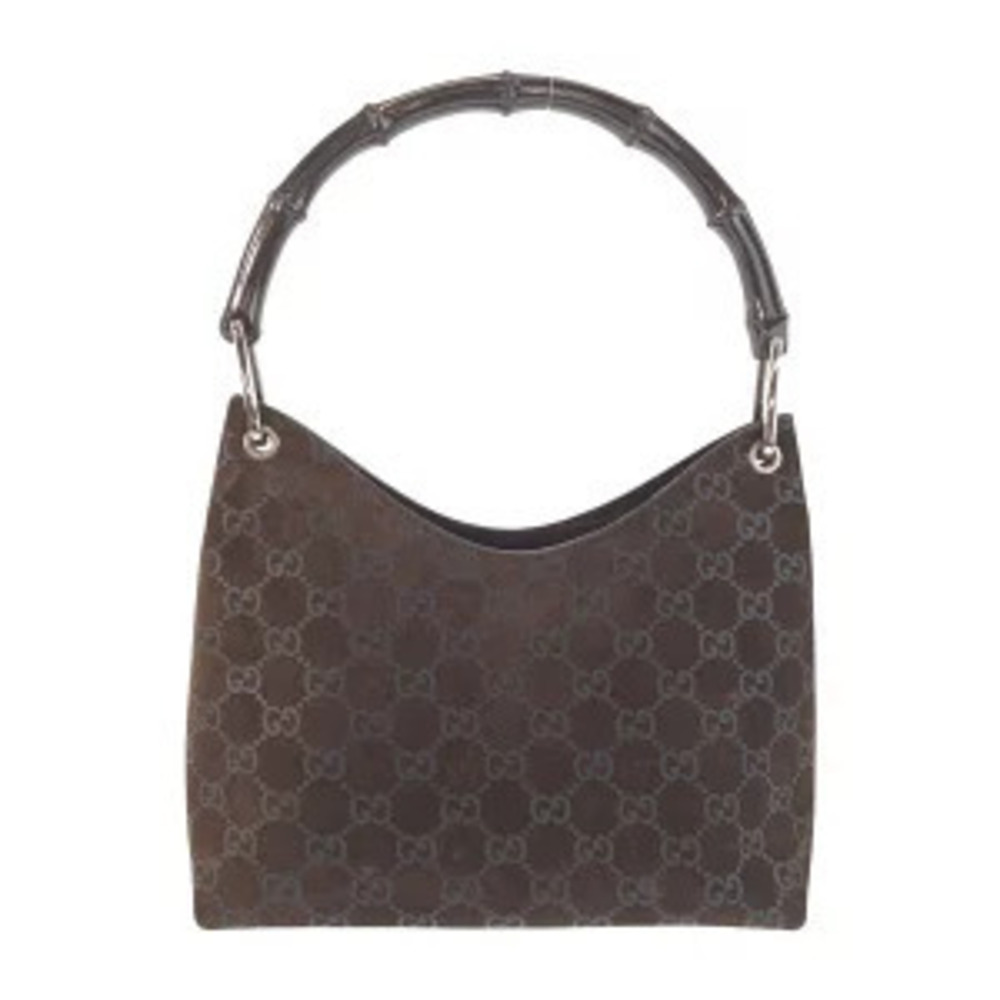 Gucci Bamboo Brown Suede Handbag Shoulder Bag - Picture 2 of 9